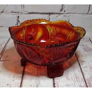 Rare Vintage Hofbauer Byrdes Ruby Red Glass 3 Footed Birds Candy‎ Dish No Lid